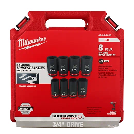 Milwaukee Shockwave 8PC 3/4" Drive SAE 6 Point Impact Duty Socket Set #49-66-7018 Milwaukee Shockwave 8PC 3/4" Drive SAE 6 Point Impact Duty Socket Set #49-66-7018