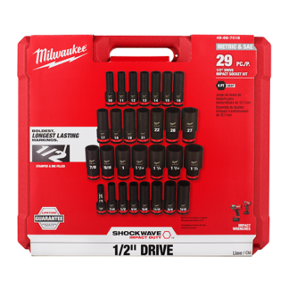 Milwaukee Shockwave 29PC 1/2" Drive SAE+Metric Deepwell 6 Point Impact Duty Socket Set #49-66-7016