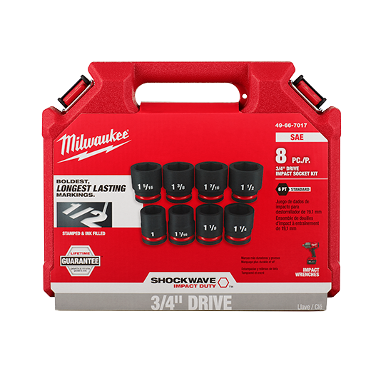 Milwaukee Shockwave 8PC 3/4" Drive SAE 6 Point Impact Duty Socket Set #49-66-7017 Milwaukee Shockwave 8PC 3/4" Drive SAE 6 Point Impact Duty Socket Set #49-66-7017