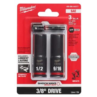 Milwaukee Shockwave 3PC Deepwell Impact Socket Set #49-66-4417