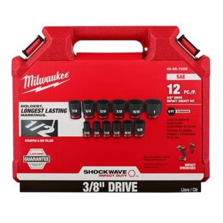 Milwaukee Shockwave 12PC 3/8" Drive SAE 6 Point Impact Socket Set #49-66-7005