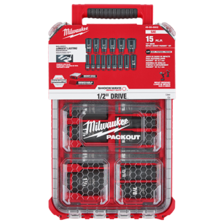 Milwaukee Shockwave 15PC 1/2" Drive SAE Packout Impact Duty Socket Set #49-66-6802