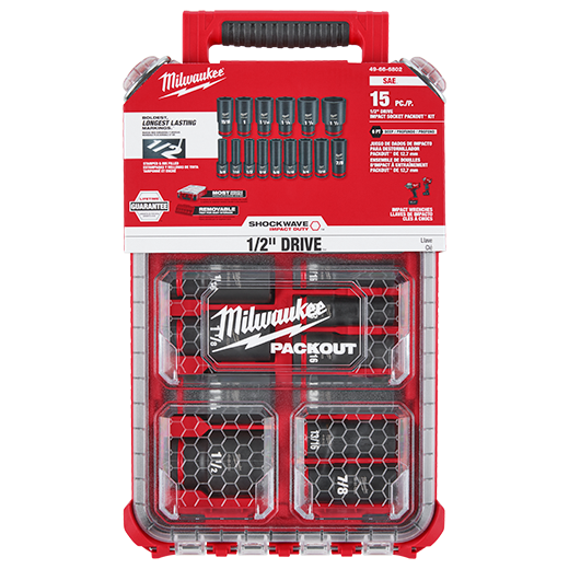 Milwaukee Shockwave 15PC 1/2" Drive SAE Packout Impact Duty Socket Set #49-66-6802 Milwaukee Shockwave 15PC 1/2" Drive SAE Packout Impact Duty Socket Set #49-66-6802