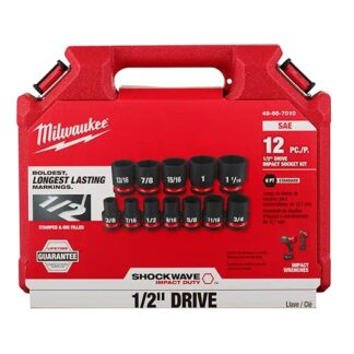 Milwaukee Shockwave 12PC 1/2" Drive SAE 6 Point Impact Duty Socket Set #49-66-7010