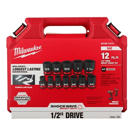 Milwaukee Shockwave 12PC 1/2" Drive SAE 6 Point Impact Duty Socket Set #49-66-7010 Milwaukee Shockwave 12PC 1/2" Drive SAE 6 Point Impact Duty Socket Set #49-66-7010