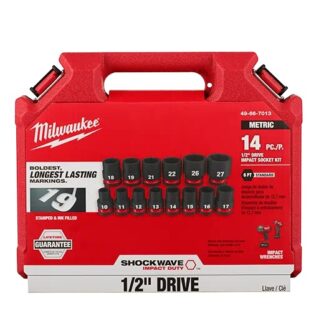 Milwaukee Shockwave 14PC 1/2" Drive Metric 6 Point Impact Duty Socket Set #49-66-7013