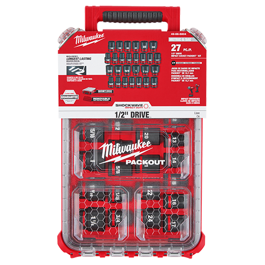 Milwaukee Shockwave 27PC 1/2" Drive SAE+Metric Packout Impact Duty Socket Set #49-66-6804 Milwaukee Shockwave 27PC 1/2" Drive SAE+Metric Packout Impact Duty Socket Set #49-66-6804