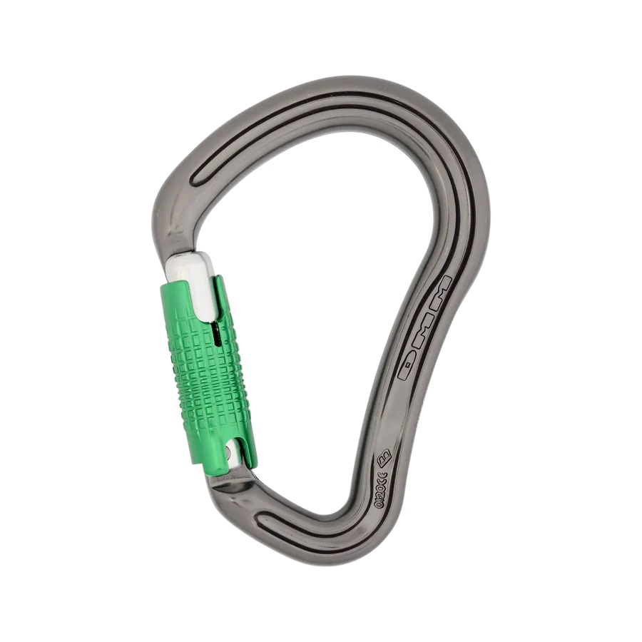 DMM 30KN BOA HMS Locksafe Carabiner Titanium/Green #A907 DMM 30KN BOA HMS Locksafe Carabiner Titanium/Green #A907