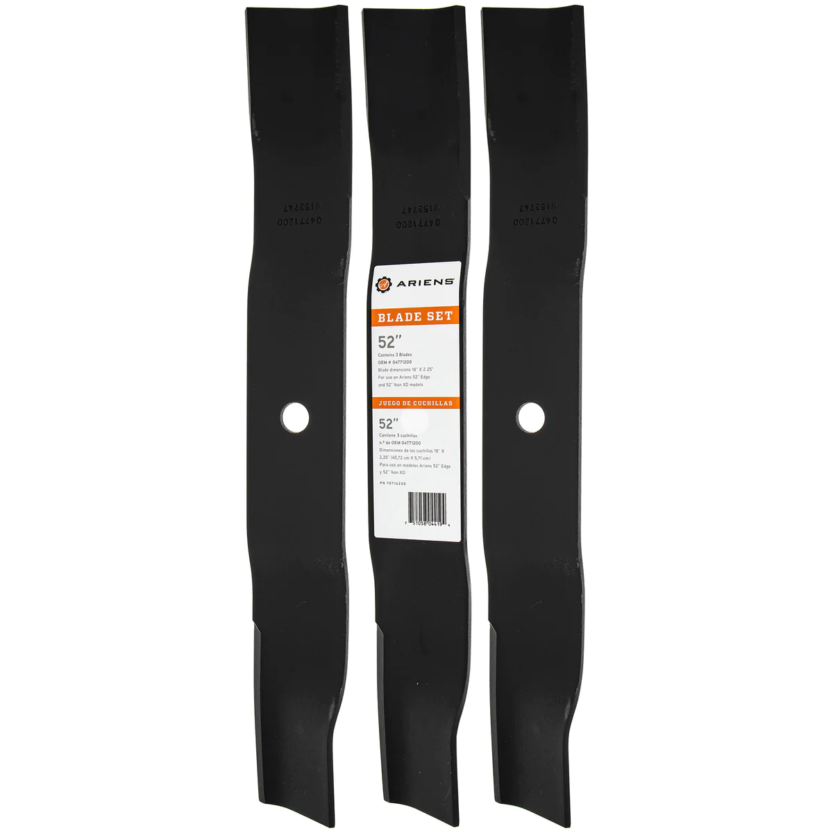 Ariens Gravely Mower Blades 52 (Set Of 3) #70716200 Ariens/Gravely Mower Blades 52" (Set Of 3) #70716200