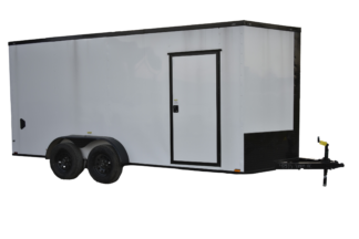 QC253 Quality 7x16 Enclosed Trailer TA White Blackout 84"