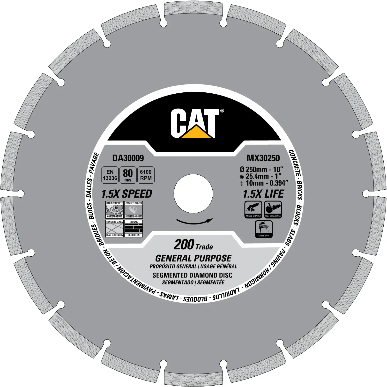 CAT MX30 Segmented Rim Diamond Blade 200 Trade 4.5 OEM #DA30004U CAT MX30 Segmented Rim Diamond Blade 200 Trade 4.5" OEM #DA30004U