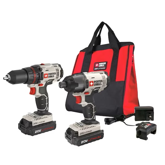 Porter Cable 20V Max 1/2" Cordless Drill/Driver & 1/4" Impact Driver Combo Kit #PCCK604L2 Porter Cable 20V Max 1/2" Cordless Drill/Driver & 1/4" Impact Driver Combo Kit #PCCK604L2