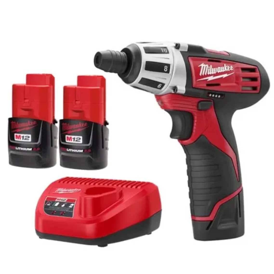 Milwaukee M12 1/4" Hex Screwdriver Kit #2401-22 Milwaukee M12 1/4" Hex Screwdriver Kit #2401-22