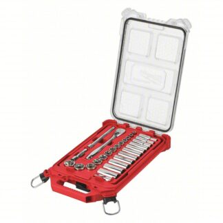 Milwaukee 3/8" Drive 28pc Ratchet & Socket Set W/ Packout Low-Profile Compact Organizer - SAE #48-22-9481